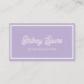 Gepersonaliseerde chique lavendel Paarse monogram Visitekaartje (Voorkant)