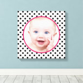 Gepersonaliseerde chique polka dot Baby foto Afbee Canvas Afdruk (Insitu (Houten vloer))