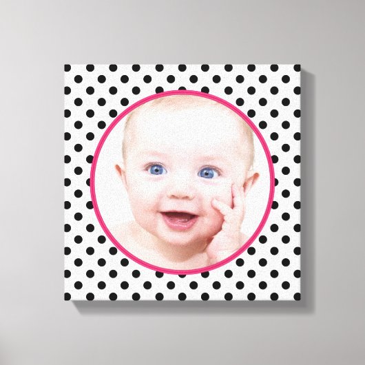 Gepersonaliseerde chique polka dot Baby foto Afbee Canvas Afdruk (Voorkant)