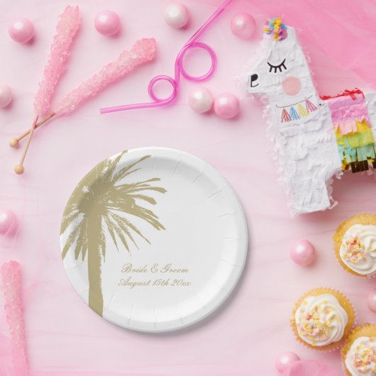 Gepersonaliseerde chique strand bruiloft papier pa papieren bordje (Feest)