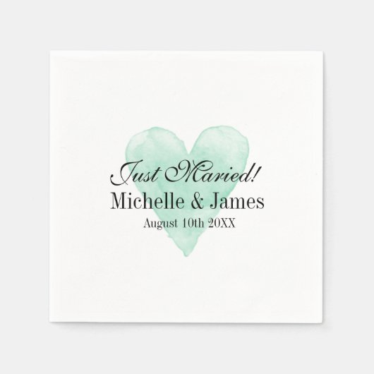 Gepersonaliseerde chique turquoise hart bruiloft s servetten (Voorkant)