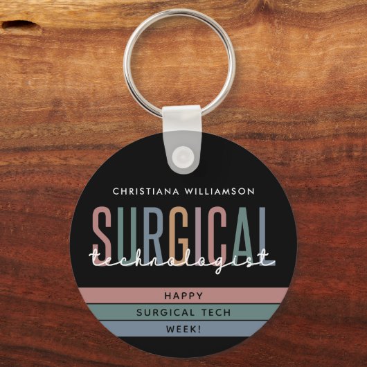 Gepersonaliseerde Chirurgische Technologist Week O Sleutelhanger (Achterkant)