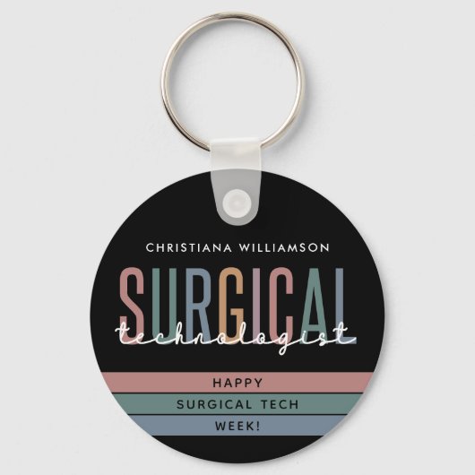 Gepersonaliseerde Chirurgische Technologist Week O Sleutelhanger (Achterkant)
