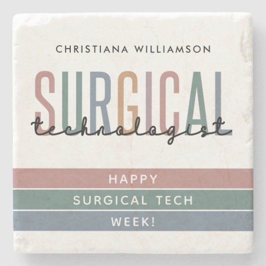 Gepersonaliseerde Chirurgische Technologist Week O Stenen Onderzetter (Voorkant)