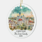 Gepersonaliseerde Chisinau Ornament, Moldavië Gift Keramisch Ornament (Links)