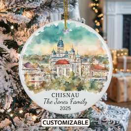 Gepersonaliseerde Chisinau Ornament, Moldavië Gift Keramisch Ornament