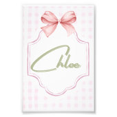 Gepersonaliseerde Chloe Baby Girl Nursery Bow & Gi Foto Afdruk (Voorkant)