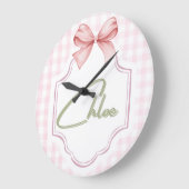 Gepersonaliseerde Chloe Baby Girl Nursery Bow & Gi Grote Klok (Hoek)