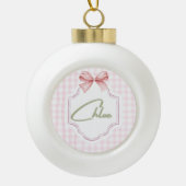 Gepersonaliseerde Chloe Baby Girl Nursery Bow & Gi Keramische Bal Ornament (Voorkant)