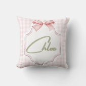 Gepersonaliseerde Chloe Baby Girl Nursery Bow & Gi Kussen (Voorkant)