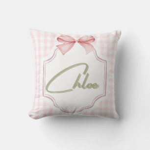 Gepersonaliseerde Chloe Baby Girl Nursery Bow & Gi Kussen