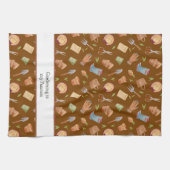 Gepersonaliseerde Chocolade Bruine Tuingereedschap Theedoek (Horizontaal)