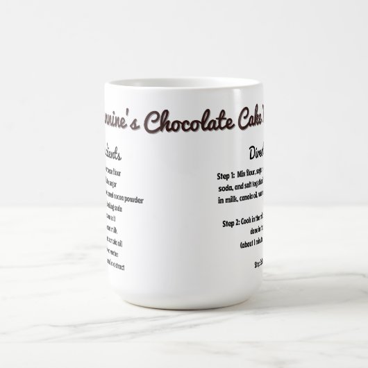 Gepersonaliseerde Chocolade Cake Recept Mok (Center)