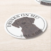 Gepersonaliseerde chocolade labrador bruiloft ronde kartonnen onderzetter (Gebogen)