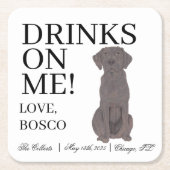 Gepersonaliseerde Chocolade Labrador Hond bruiloft Kartonnen Onderzetters (Voorkant)