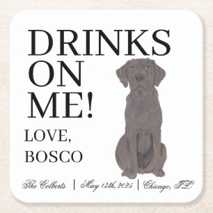 Gepersonaliseerde Chocolade Labrador Hond bruiloft Kartonnen Onderzetters