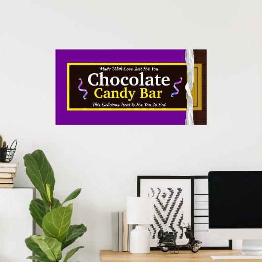 Gepersonaliseerde Chocolade Snoep Bar Party Banner Poster (Thuiskantoor)