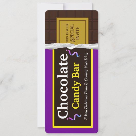 Gepersonaliseerde Chocolade Snoep Bar Party Invita Kaart (Voorkant)