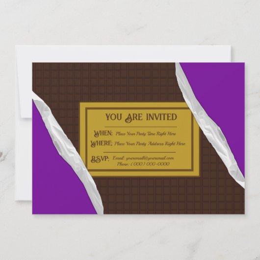 Gepersonaliseerde Chocolade Snoep Bar Party Kaart (Achterkant)