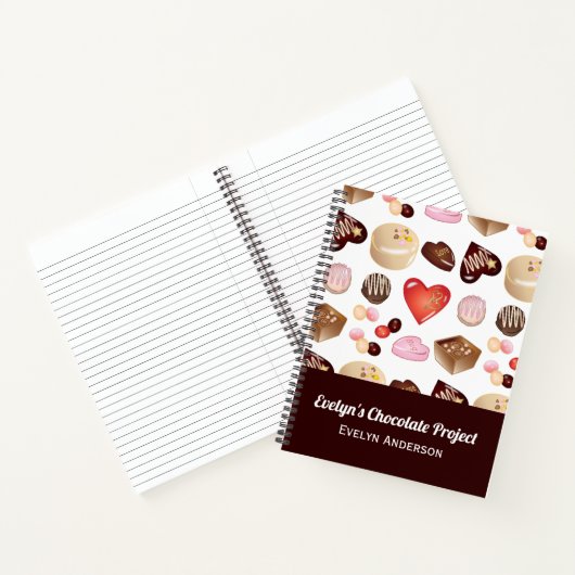 Gepersonaliseerde Chocolade Snoep Hart Notitieboek (Binnen)