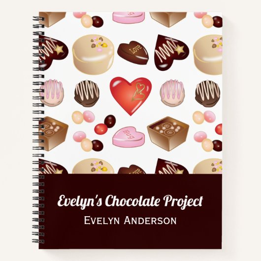 Gepersonaliseerde Chocolade Snoep Hart Notitieboek (Voorkant)