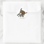 Gepersonaliseerde Chocolate Labrador Cartoon Stick Ronde Sticker (Tas)