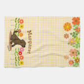 Gepersonaliseerde Chocolate Labrador en vele bloem Theedoek (Horizontaal)