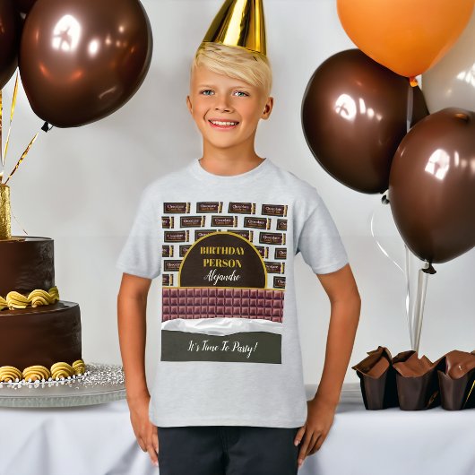 Gepersonaliseerde Chocolate Snoep Bar Verjaardag T-shirt