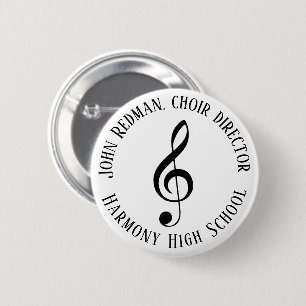 Gepersonaliseerde Choir Director Treble Clef Music Ronde Button 5,7 Cm