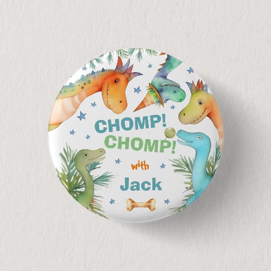 Gepersonaliseerde CHOMP! CHOMP! dinosaurusbadge Ronde Button 3,2 Cm (Voorkant)
