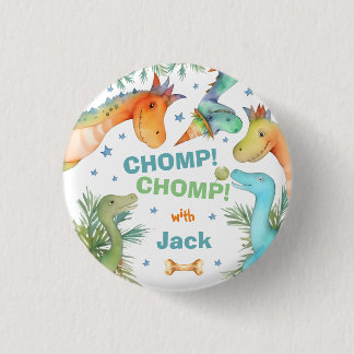 Gepersonaliseerde CHOMP! CHOMP! dinosaurusbadge Ronde Button 3,2 Cm