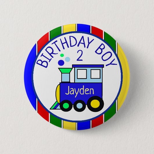 Gepersonaliseerde Choo Choo Train Verjaardag Jonge Ronde Button 5,7 Cm (Voorkant)