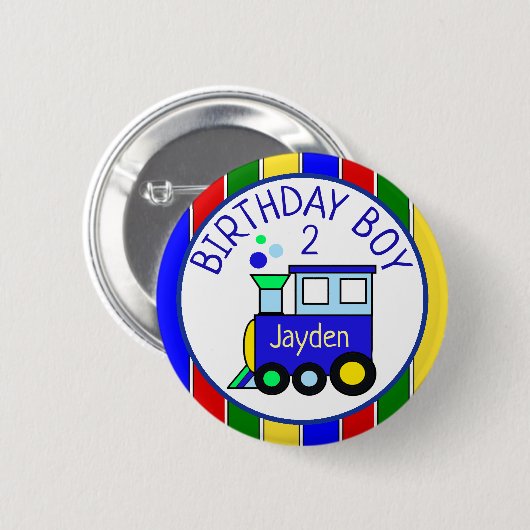 Gepersonaliseerde Choo Choo Train Verjaardag Jonge Ronde Button 5,7 Cm (Voorkant /achterkant)