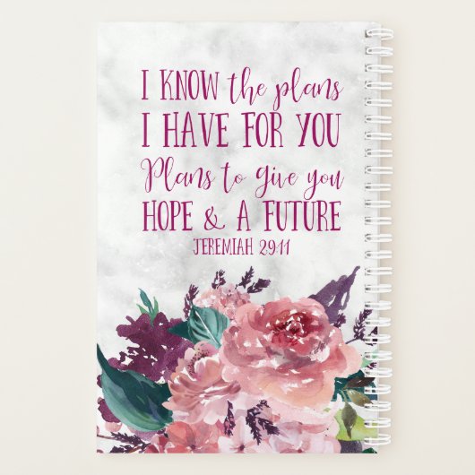Gepersonaliseerde Christelijke Bijbelvers Bloemenm Planner (Achterkant)