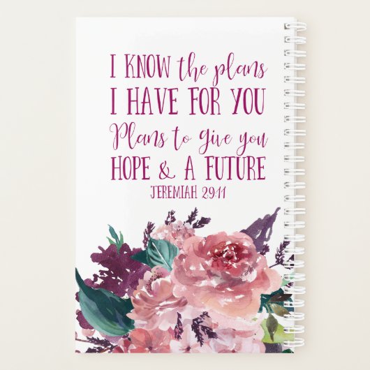 Gepersonaliseerde Christelijke Bijbelvers Roze Blo Planner (Achterkant)