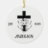 Gepersonaliseerde Christelijke Cross Kerstvakantie Keramisch Ornament (Voorkant)