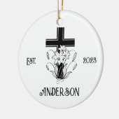 Gepersonaliseerde Christelijke Cross Kerstvakantie Keramisch Ornament (Links)