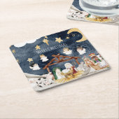 Gepersonaliseerde Christelijke Kerst Kinder Geboor Kartonnen Onderzetters (Schuin)