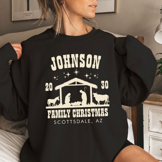 Gepersonaliseerde Christelijke kerststal Tri-Blend Shirt