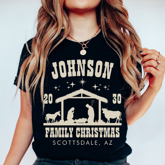 Gepersonaliseerde Christelijke kerststal Tri-Blend Shirt