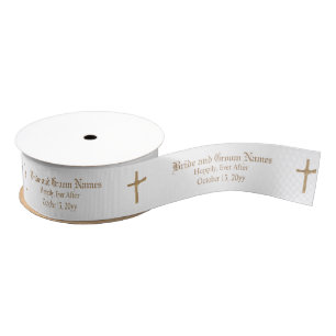 Gepersonaliseerde Christelijke Patroon Wedding Rib Grosgrain Lint