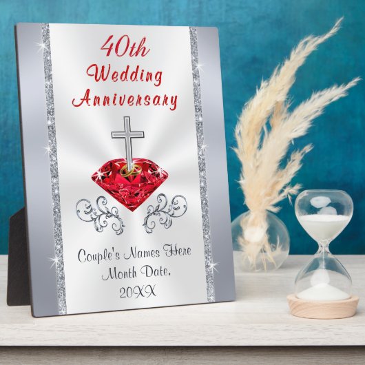 Gepersonaliseerde Christelijke Ruby Jubileum Gift  Fotoplaat (Zijkant)