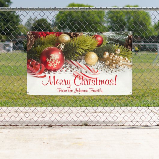 Gepersonaliseerde Christmas Banner Candy Cane Orna (Insitu)