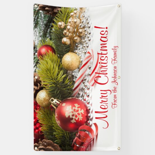 Gepersonaliseerde Christmas Banner Candy Cane Orna (Verticaal)