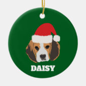 Gepersonaliseerde Christmas Beagle Keramisch Ornament (Voorkant)