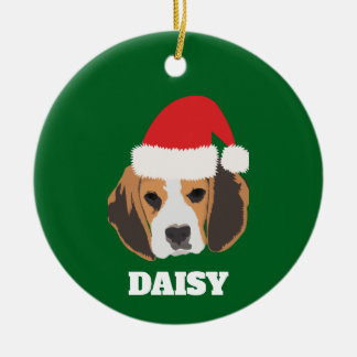 Gepersonaliseerde Christmas Beagle Keramisch Ornament