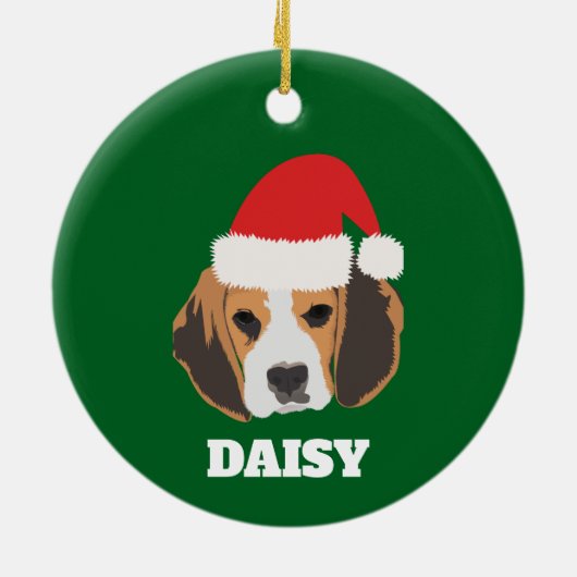 Gepersonaliseerde Christmas Beagle Keramisch Ornament (Achterkant)