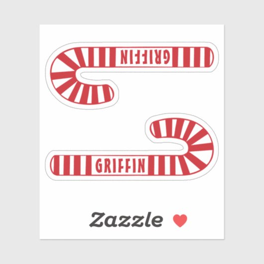 Gepersonaliseerde Christmas Candy Cane Gift Labels (Vel)