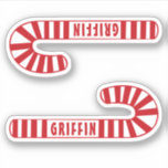 Gepersonaliseerde Christmas Candy Cane Gift Labels<br><div class="desc">Personaliseer deze snoepstokken om de pakketten van uw lieve te versieren deze kerst! Twee stickers op een laken.</div>