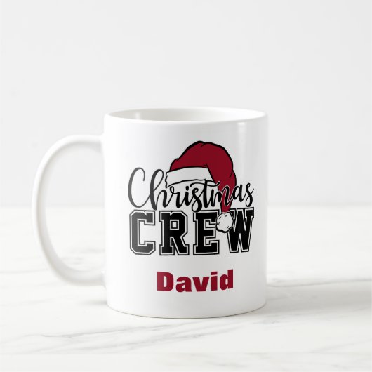 Gepersonaliseerde Christmas Crew Mok met Santa Hat (Links)